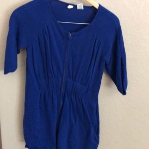 MOTH brand short sleeve zip sweater.